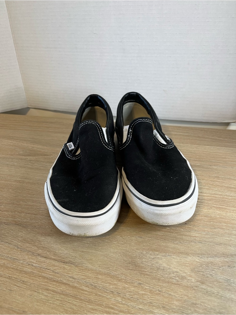 Vans Black Slip-On Canvas Sneakers with White Sole Unisex